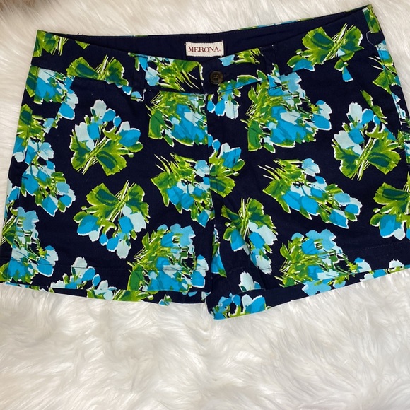 Merona Pants - 🎉HP🎉 Tropical Blue Floral Shorts